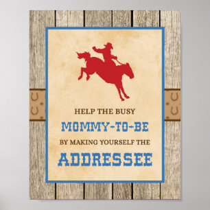 Machen Sie sich zum Cowboy-Duschzeichen des Adress Poster