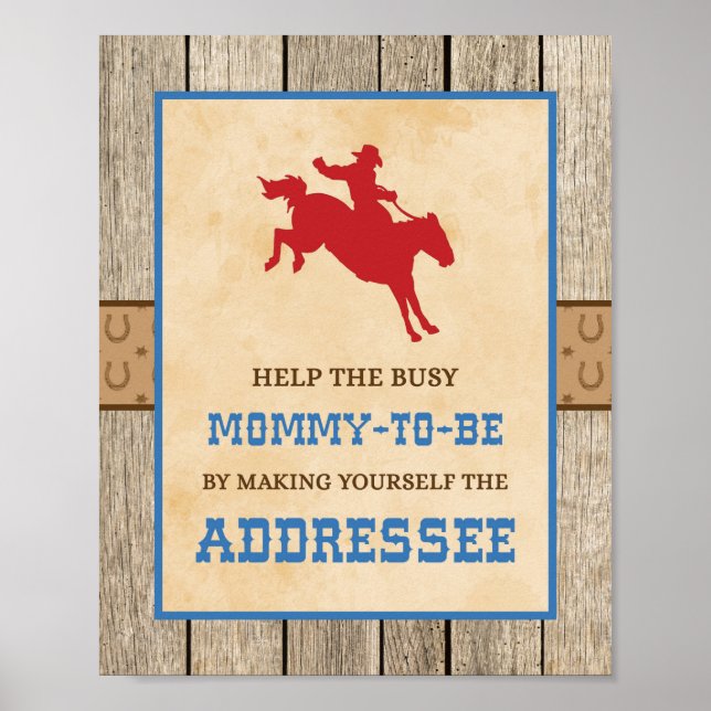 Machen Sie sich zum Cowboy-Duschzeichen des Adress Poster (Vorne)