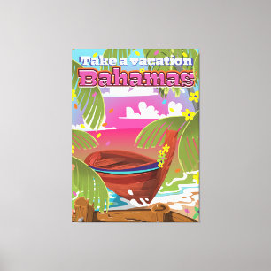 Machen Sie Urlaub! Bahamas Cartoon Reise Druck. Leinwanddruck