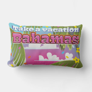 Machen Sie Urlaub! Bahamas Cartoon Reise Druck. Lendenkissen