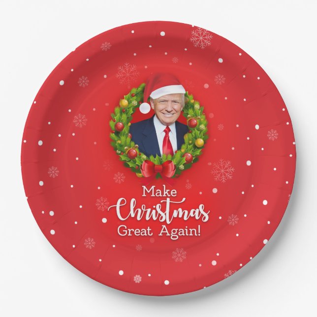 Machen Sie Weihnachten wieder großartig Trump MAGA Pappteller (Vorderseite)