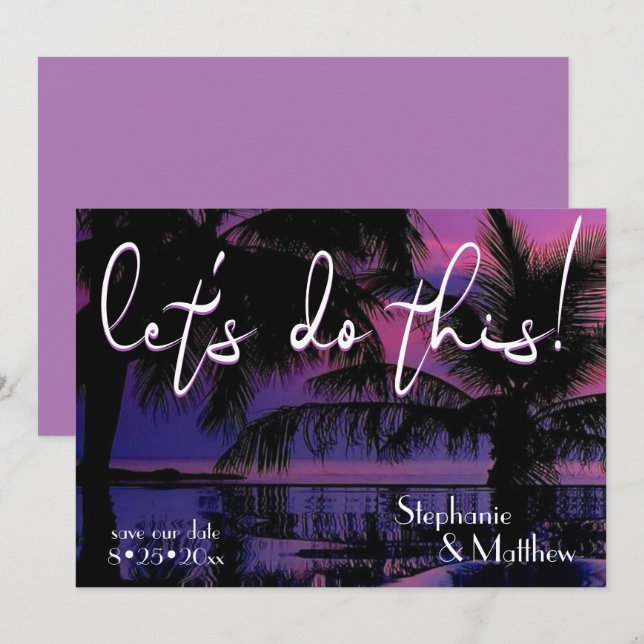 Machen wir diese tropischen Palmen Save the Date Einladung (Vorne/Hinten)