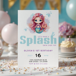 Machen wir eine Splash Girls Mermaid Geburtstagspa Einladung