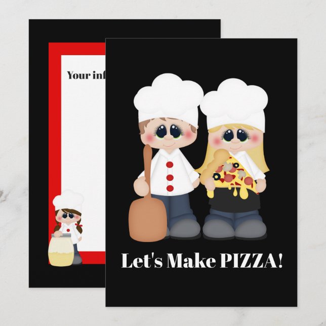 Machen wir Pizza-Party Einladung (Vorne/Hinten)