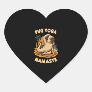 MACHEN WIR YOGA MIT DEINEM MOPSHUND - NAMASTE Herz-Aufkleber