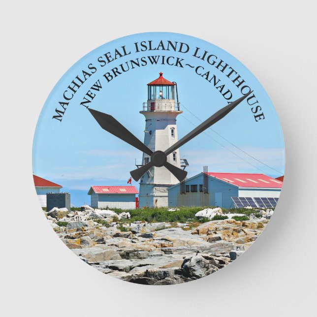 Machias Siegel Island Leuchtturm, NB Wall Clock Runde Wanduhr (Vorderseite)