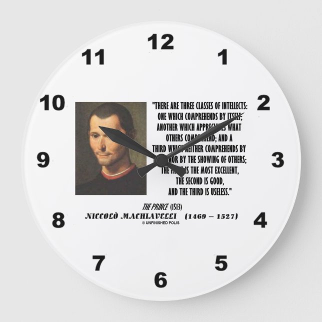 Machiavelli drei Klassen von Intellekten zitieren Große Wanduhr (Vorderseite)
