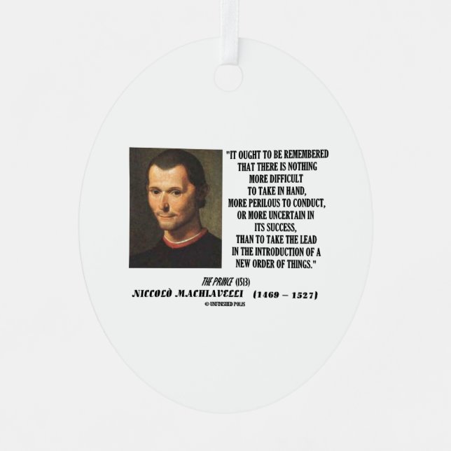 Machiavelli führen Einführung einer neuen Ordnung Ornament Aus Metall (Vorderseite)