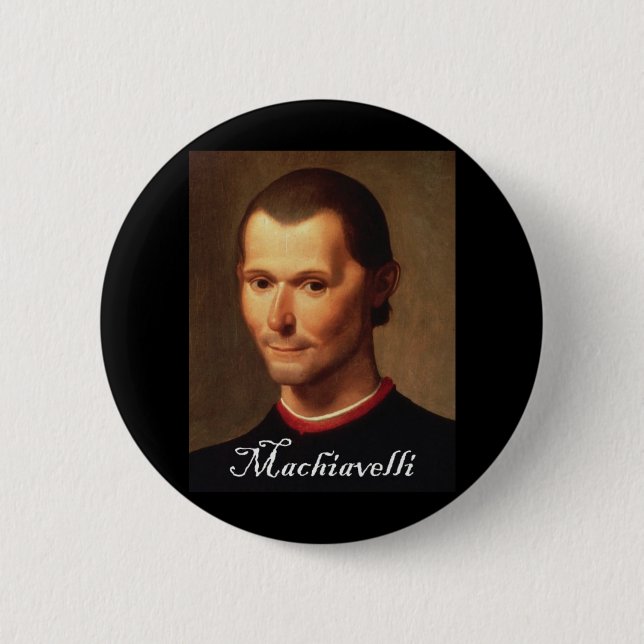 Machiavelli mit Blackadder Schriftart Button (Vorderseite)