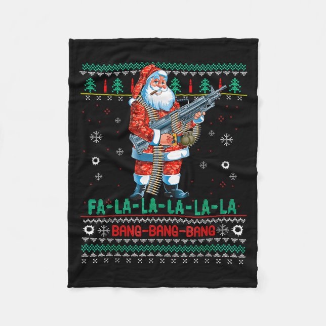 Machine Santa Claus Gun Lover Ugly Christmas Sweat Fleecedecke (Vorderseite)