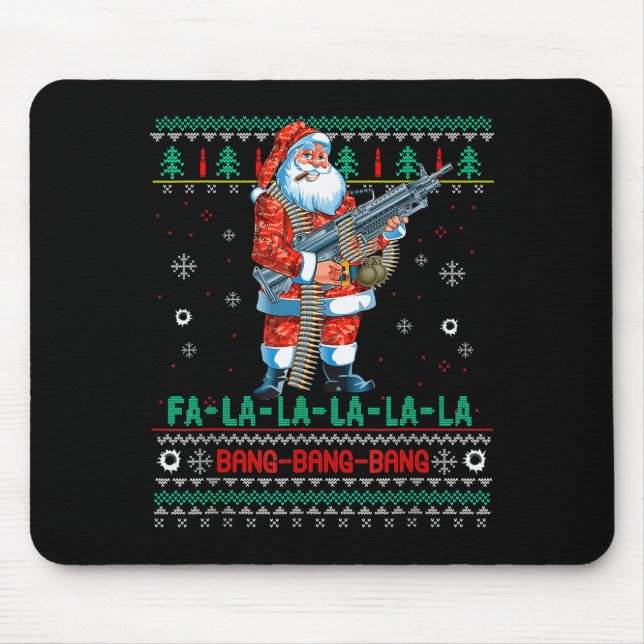 Machine Santa Claus Gun Lover Ugly Christmas Sweat Mousepad (Vorne)