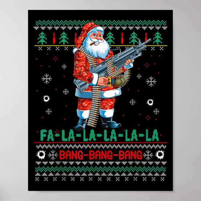 Machine Santa Claus Gun Lover Ugly Christmas Sweat Poster (Vorne)