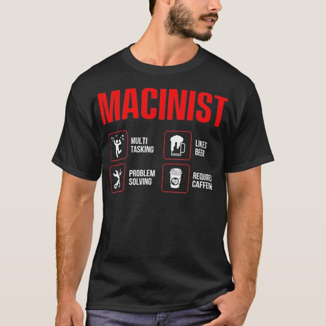Machinist Solving Machine Operator Machining T-Shirt (Vorderseite)