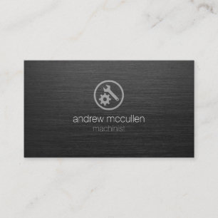 Machinist Wrench Gear Icon Dark Brushed Metal Visitenkarte