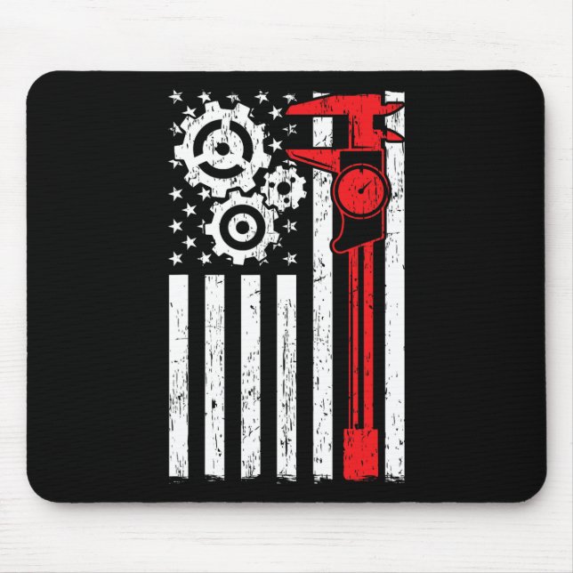 Machinistin, Patriotic Machine Tools Operator Inde Mousepad (Vorne)