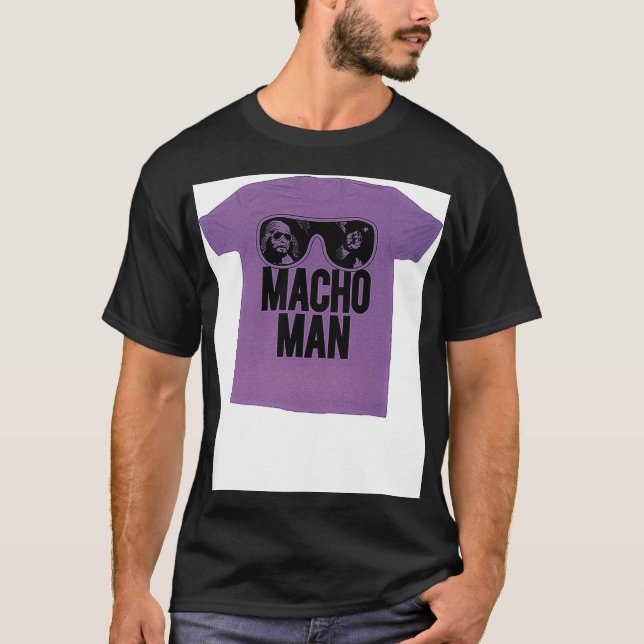 Macho Man Wrestler Ooold School Lila Erwachsener T-Shirt (Vorderseite)