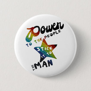 Macht dem Volk (Retro-Regenbogen-Patch) Button