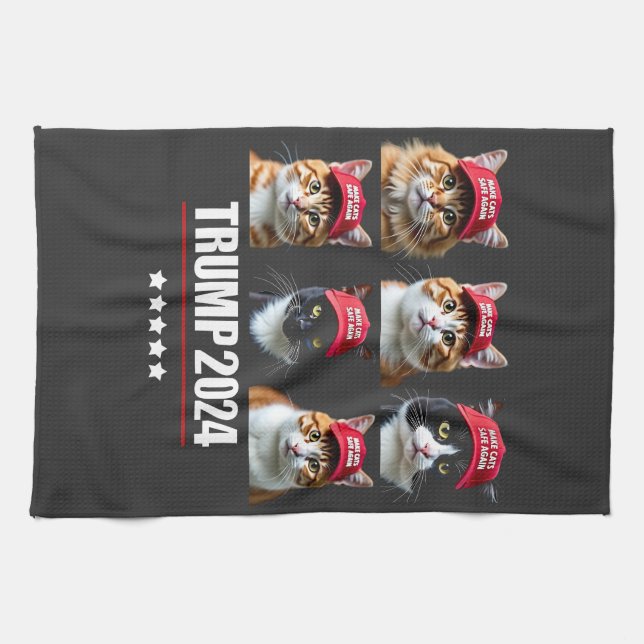 Macht die Katzen wieder sicher Maga Trump-Wahl Geschirrtuch (Horizontal)