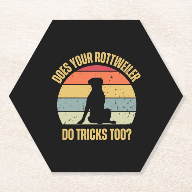Macht Ihr Rottweiler auch Tricks? Untersetzer (Vorderseite)