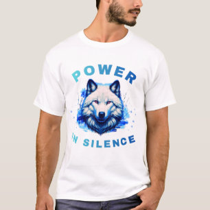 Macht in Schweigen Wolf Blau Kunst Design T-Shirt