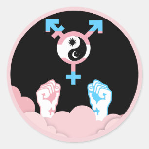 Macht und Balance Sonne und Mond Transgender-Symbo Runder Aufkleber