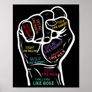 Machtfaust Hand Inspirierende Führer Schwarze Gesc Poster