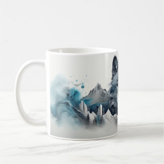 Mächtig silbriger, traumhafter Wolf-Wald Kaffeetasse