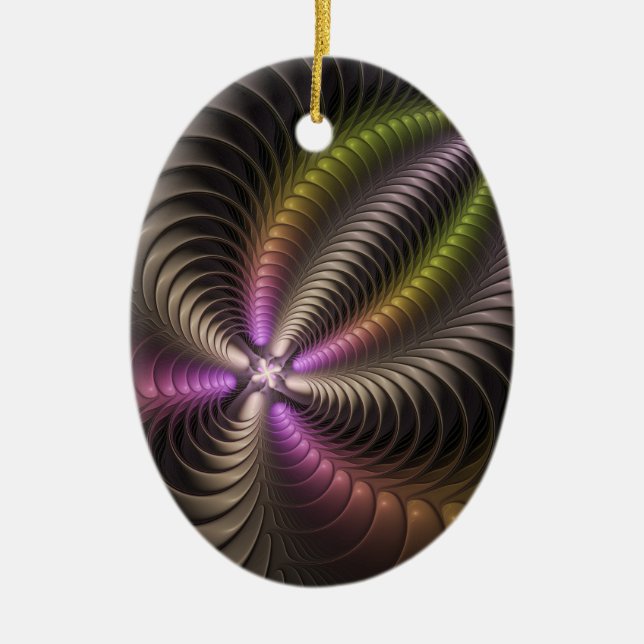 Mächtige Bewegung Farbiges Abstraktes Fraktal Kuns Keramik Ornament (Vorne)