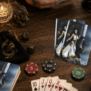 Mächtige Fantasy-Zauberin Schwarzer Drachen Wächte Spielkarten