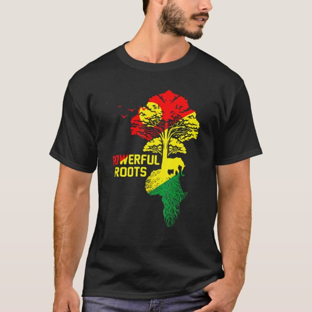 Mächtige Roots African Black History Month Blm Aft T-Shirt (Vorderseite)