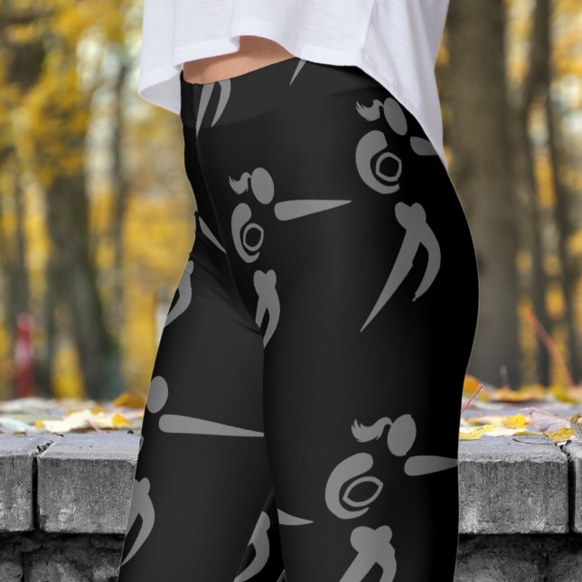 Mächtige schwarze Frauen Rugby Pattern Leggings (Womens Rugby on Black Leggings)
