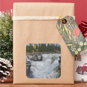 Mächtiger Athabasca – Jasper Wasserfall Quadratischer Aufkleber