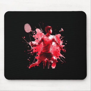 Mächtiger Badminton-Spieler Rote Splash Art Mousepad