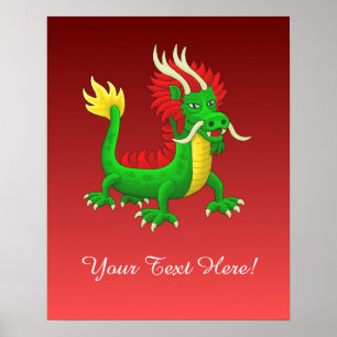 Mächtiger chinesischer Azur-Drache Poster