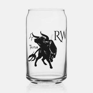 Mächtiger Stier Taurus Sternzeichen Monogramm Dosenglas