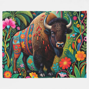 Mächtiges Büffel Bison Tier Fleecedecke