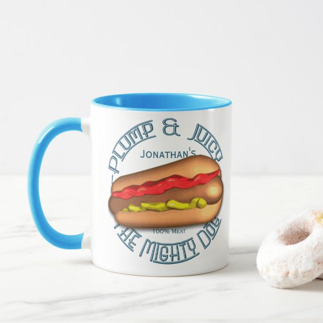 Mächtiges Hundewürstchen personalisiert Tasse (Mit Donut)