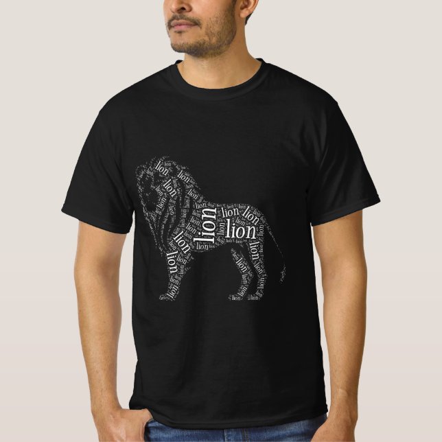 Mächtiges Löwe-Typografie-Design T-Shirt (Vorderseite)