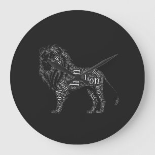 Mächtiges Löwe-Typografie-Design-T-Shirt Große Wanduhr