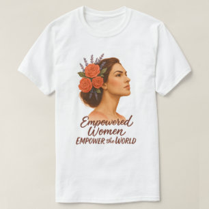 Machtvolle Frau mit Blumen T-Shirt