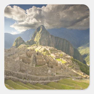 Machu Picchu, alte Ruinen, UNESCO Welt 2 Quadratischer Aufkleber