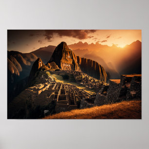 Machu Picchu bei Sonnenuntergang - Atemberaubendes Poster