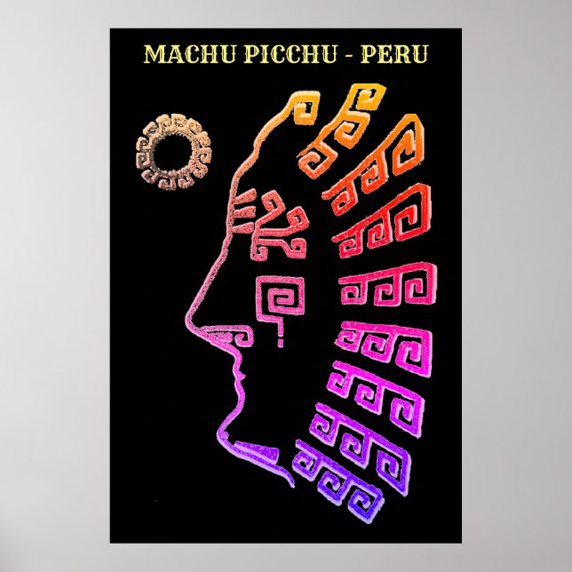 Machu Picchu Cusco Peru Zeichnend Poster (Vorne)