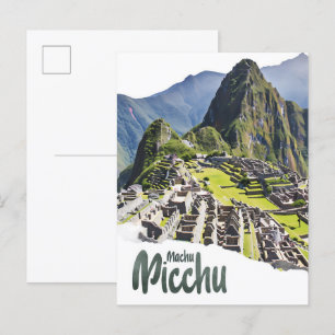Machu Picchu Peru Aquarellmalerei Reise Postkarte