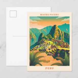 Machu Picchu Peru Elegante Kunst Vintage Reise Postkarte