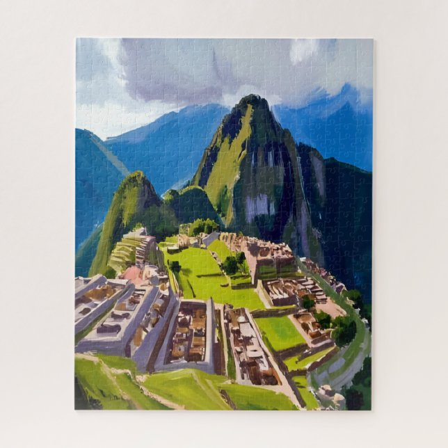 Machu Picchu Peru Gemälde Puzzle (Vertikal)
