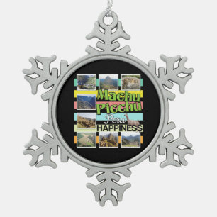 Machu Picchu Peru Glück Schneeflocken Zinn-Ornament