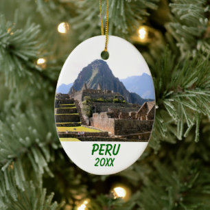 Machu Picchu Peru - Huayna Picchu Mountain Keramik Ornament