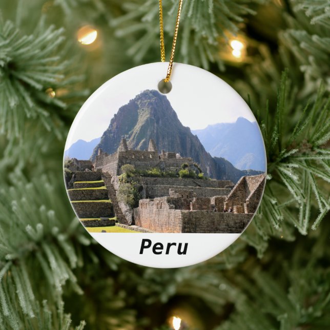 Machu Picchu Peru - Huayna Picchu Mountain Keramik Ornament (Baum)