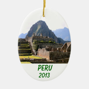 Machu Picchu Peru - Huayna Picchu Mountain Keramik Ornament